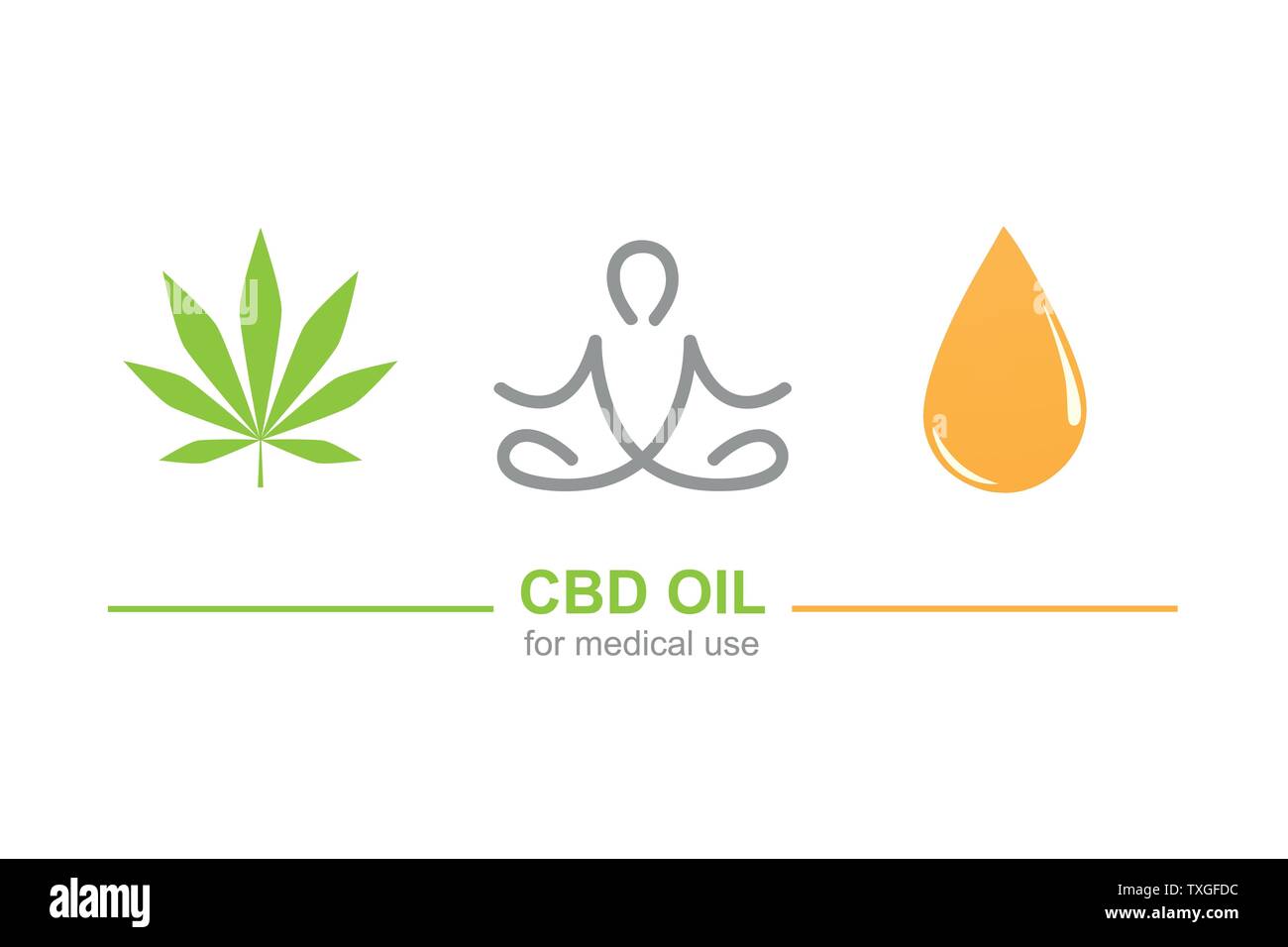 L'huile de la CDB pour l'usage médical du cannabis leaf concept avec le yoga et l'huile goutte vector illustration EPS10 Illustration de Vecteur