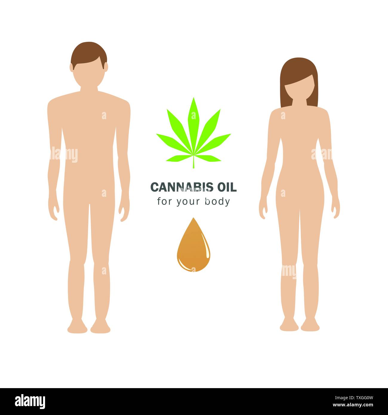 L'huile de cannabis pour l'homme de la CDB body concept avec l'homme et la femme vector illustration EPS10 Illustration de Vecteur