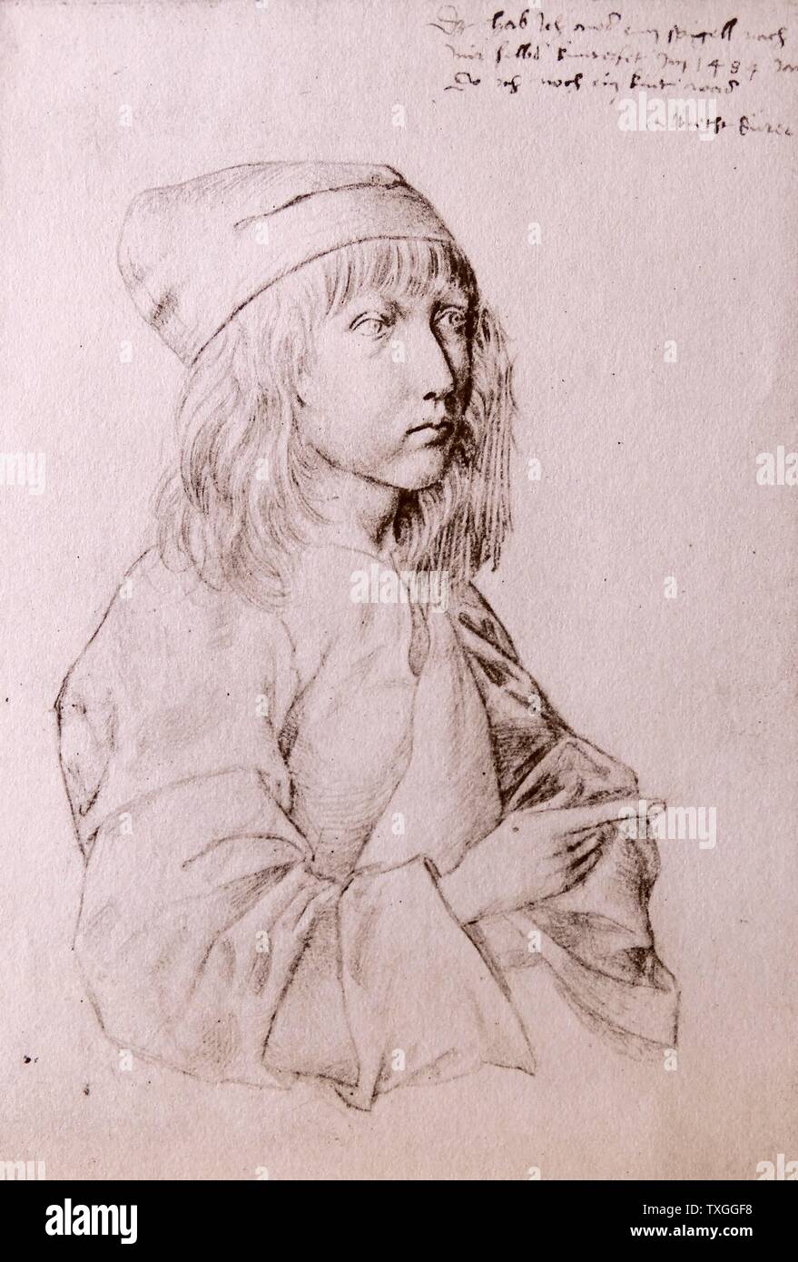 L'auto-portrait par Albrecht Dürer (1471-1528), peintre, graveur et théoricien de la Renaissance allemande. En date du 16e siècle Banque D'Images