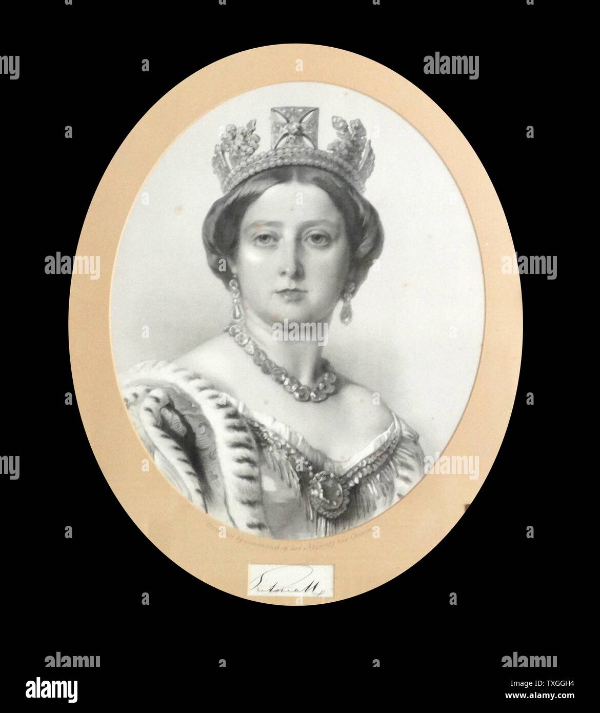 Portrait d'une jeune reine Victoria (1819-1901) Reine du Royaume-Uni de Grande-Bretagne et d'Irlande. Date de 1838 Banque D'Images