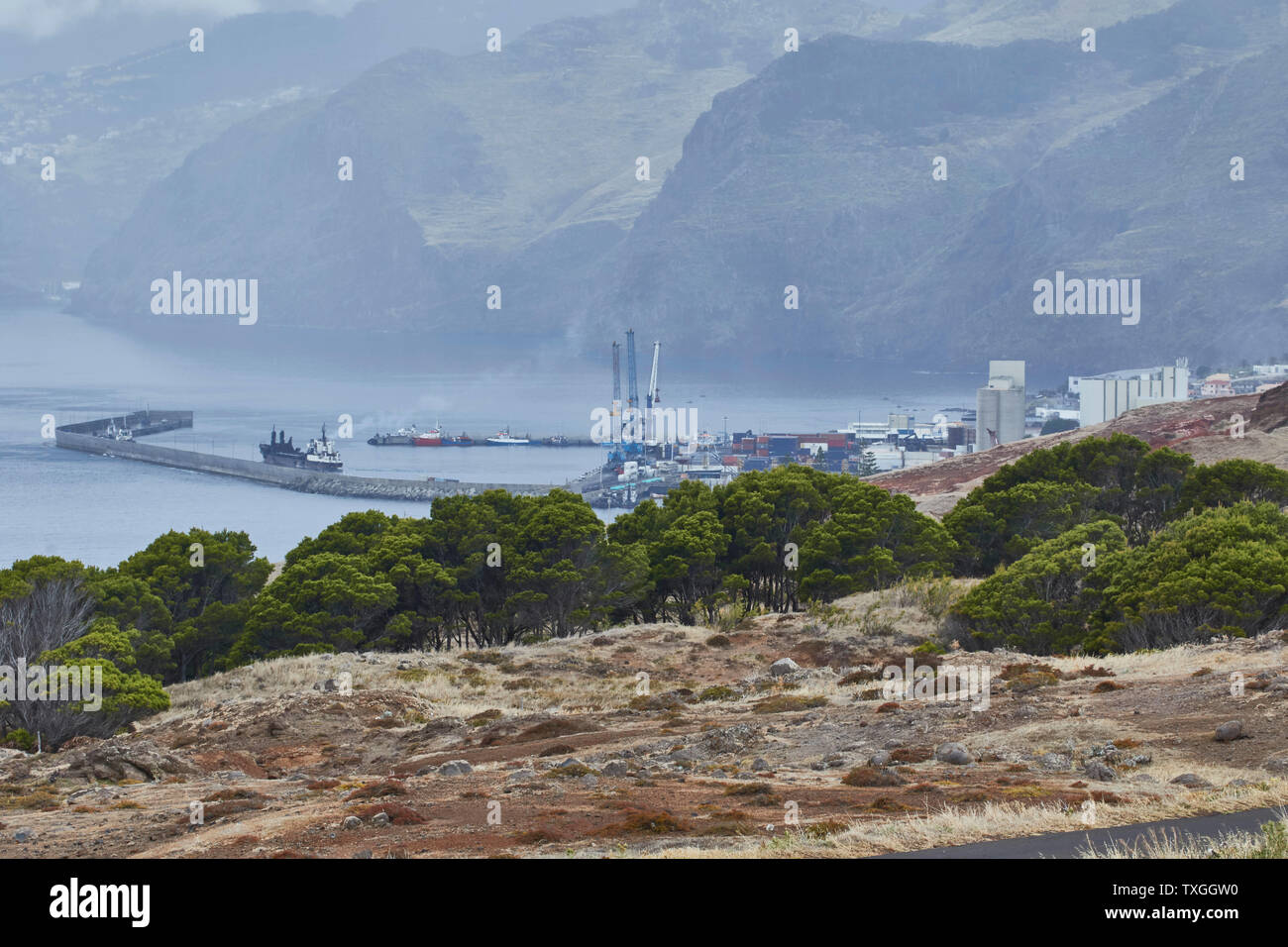 Nouveau Port de l'île de Madère à partir de la Ponta de São Lourenço, Point de Saint Laurent, du Portugal, de l'Union européenne Banque D'Images