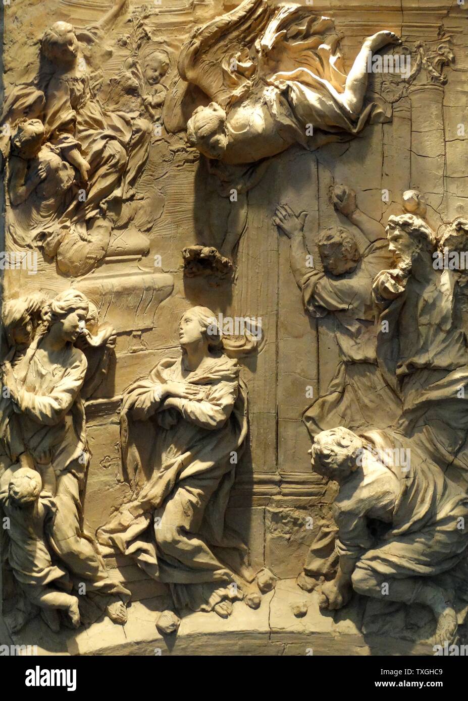 Le Martyre de Saint Emerentiana' par Ercole Ferrata (1610-1686) sculpteur italien du baroque romain. En date du 17e siècle Banque D'Images