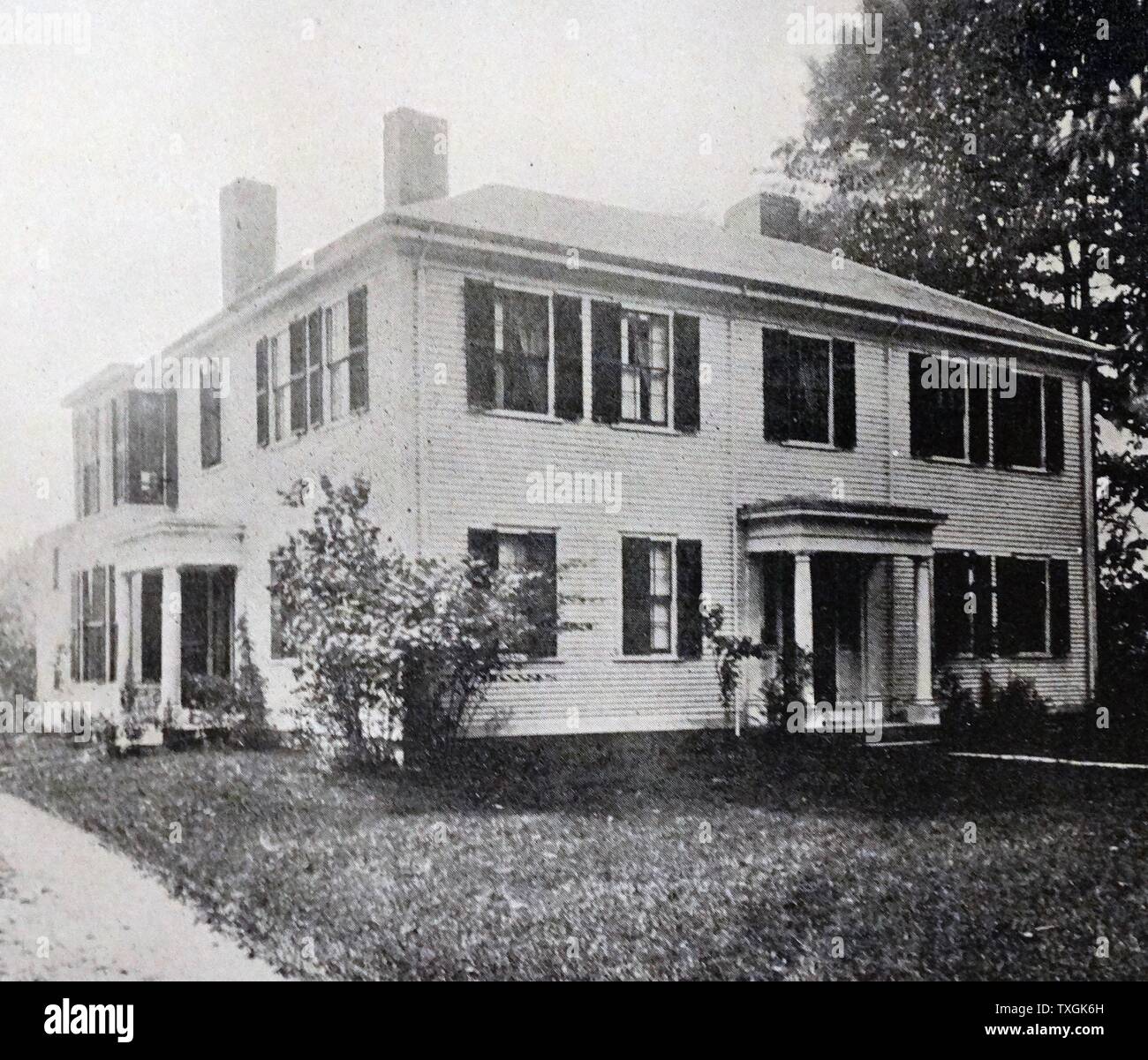 Impression photographique de la maison de Ralph Waldo Emerson (1803-1882) un Américain d'essayiste, professeur et poète. En date du 19e siècle Banque D'Images