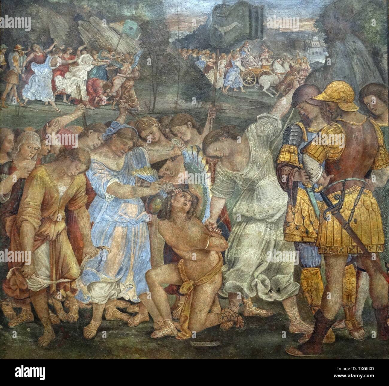 La Peinture Intitulee Le Triomphe De La Chastete L Amour Desarme Et Lie De Luca Signorelli 1445 1523 Un Peintre De La Renaissance Italienne En Date Du 16e Siecle Photo Stock Alamy