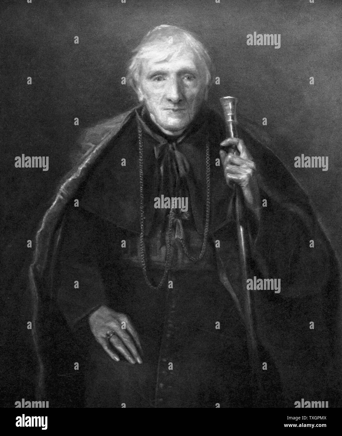 John Henry Newman (1801-90) au cours de la vieillesse. Érudit et théologien britannique. Mouvement d'Oxford. Converti au catholicisme romain 1845 : le Cardinal de 1879. Auteur de "The Dream of Gerontius'. Lithographie après portrait par Emmeline Deane Banque D'Images