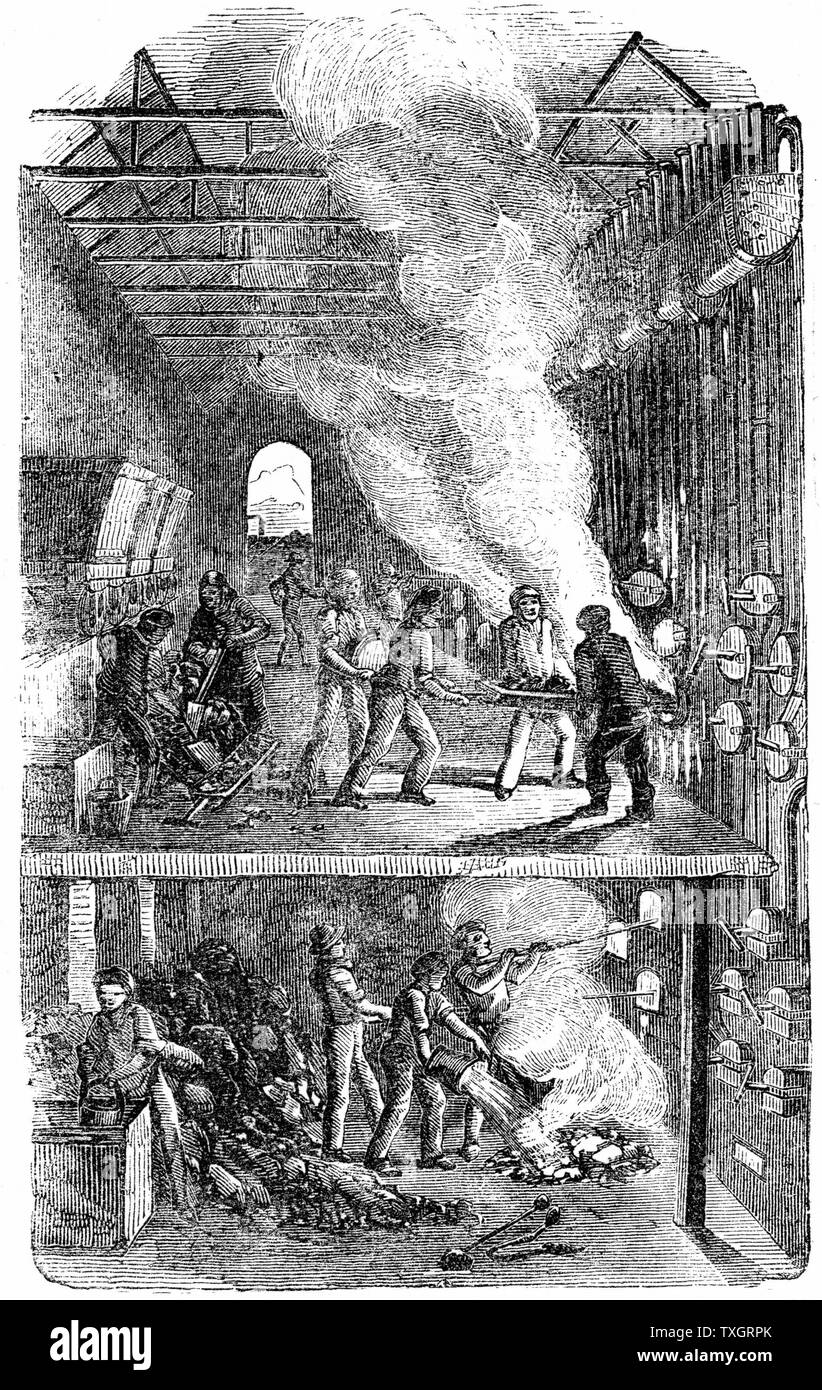 Une grande usine à gaz Central, Bow, London c'est ici que Croll a introduit la combustion du coke comme combustible à incandescence il avait immédiatement être prises à partir de cornues. 10 % d'économie. La gravure sur bois, 1866 Banque D'Images