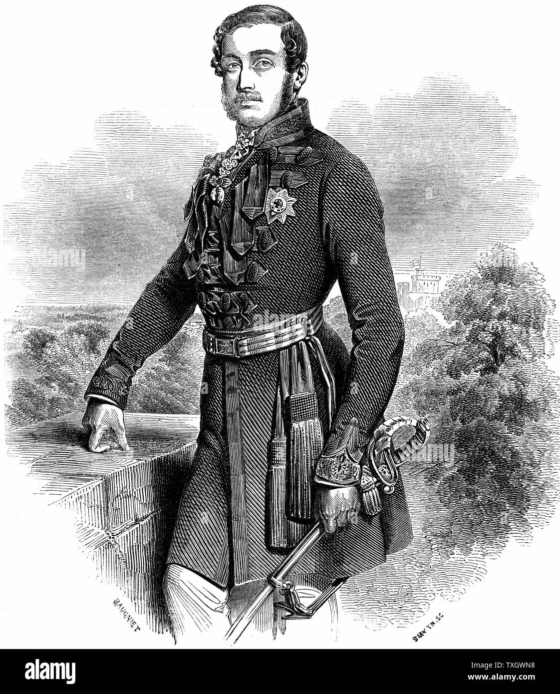 Le Prince Albert de Saxe-cobourg et Gotha (1819-1861) Consort de la reine Victoria à partir de 1840 Gravure 1844 Londres Banque D'Images