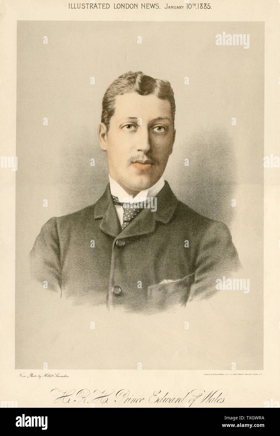 Albert Victor, duc de Clarence (1864-1892) fils aîné d'Edward, prince de Galles (Edouard VII). L'anglais, petit-fils de la reine Victoria. Lithographie teintée publié pour marquer son 21e anniversaire. Banque D'Images