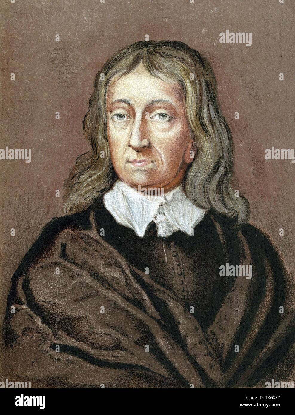 John Milton (1608-74) poète anglais chromolithographie après crayon portrait par William Fairthorne (1616-91) Banque D'Images