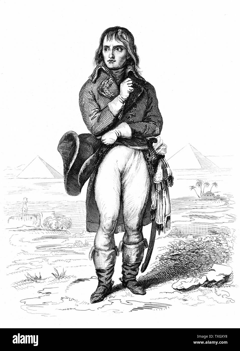 Napoléon (1769-1821) soldat français et l'empereur comme le général Bonaparte lors de sa campagne d'Égypte Gravure 1798-99 Banque D'Images