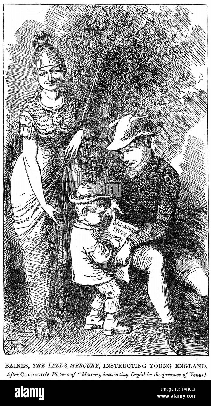 Edward Baines (1800-1890), journaliste et homme politique économiste ; Mercure Leeds 'éditeur' ; préconisé l'éducation publique indépendante de l'état. Caricature de 'Punch', Londres, 1847 Banque D'Images