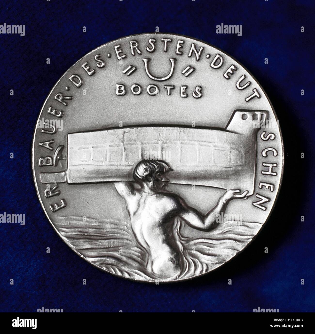 (Sébastien) Wilhelm (Valentin) Bauer (1822-75) l'inventeur allemand et pioneer constructeur de sous-marins. Revers de médaille commémorative Banque D'Images