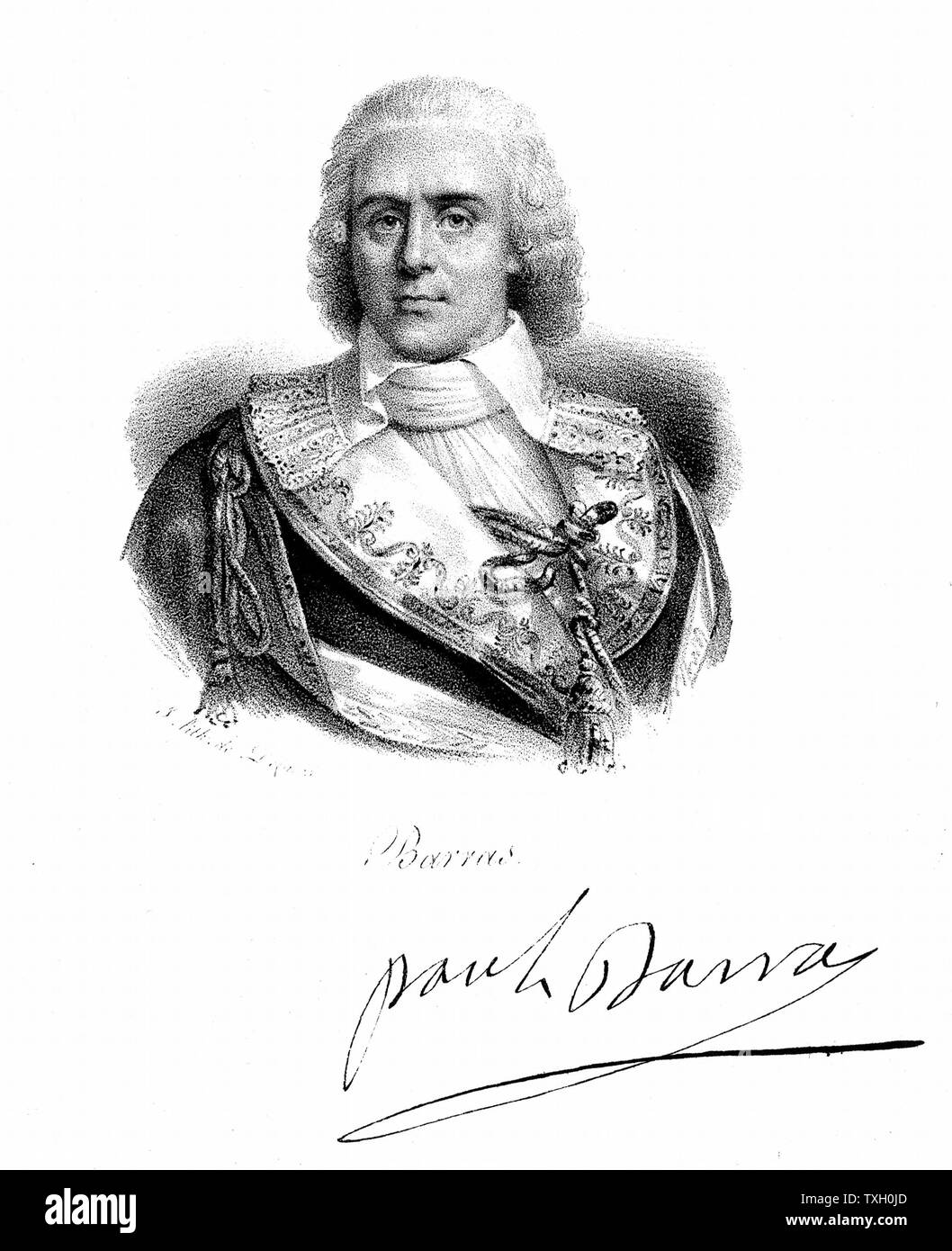 Paul Jean Francois Nicolas, Comte de Barras (1755-1829) révolutionnaire français. Lithographie Banque D'Images