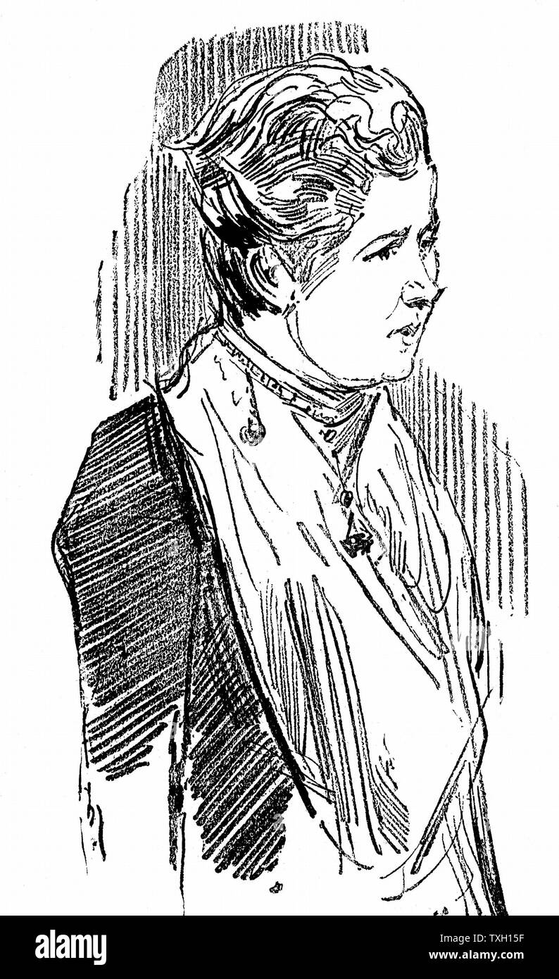 Annie Besant (1847-1933) - bois né. Théosophe et socialiste britannique. La gravure sur bois de 1890. Banque D'Images