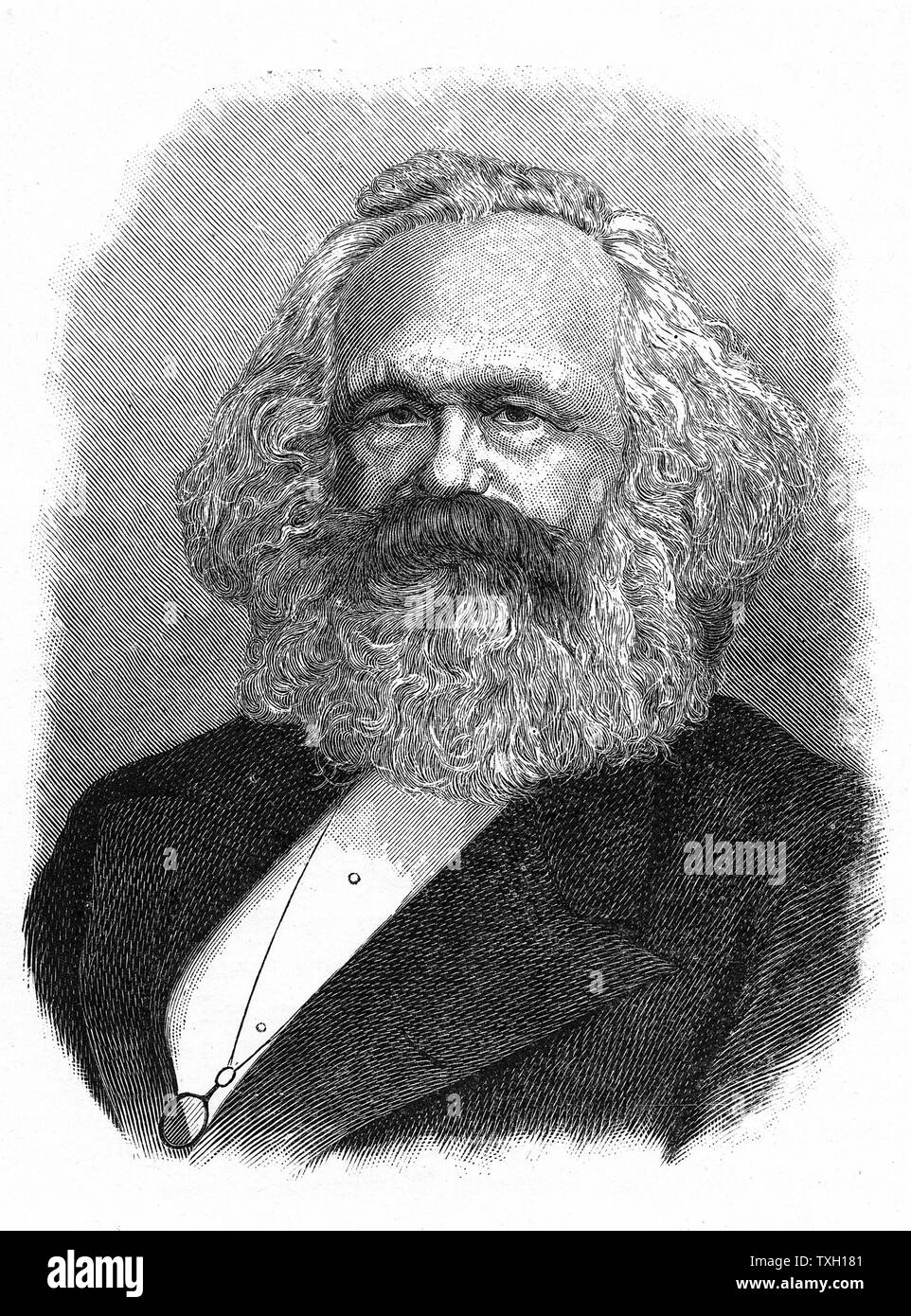 Karl Marx (1818-83) Père de communisme moderne. Politique allemand, social et économique. Gravure Banque D'Images