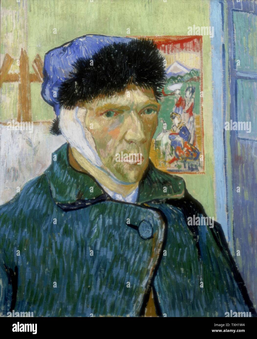 Vincent Van Gogh autoportrait à l'école Néerlandaise avec oreille bandée 1889 Huile sur toile (60 x 49 cm) Londres, Courtauld Institute Galleries Banque D'Images