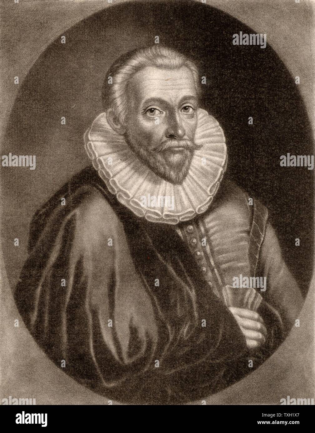 Jan Gruter (Gruytere, Gruterus) (1560-1627). Née à l'érudit belge classique. Lieu chaises divers y compris à Wittenberg et universités de Heidelberg. Mezzotinte Banque D'Images