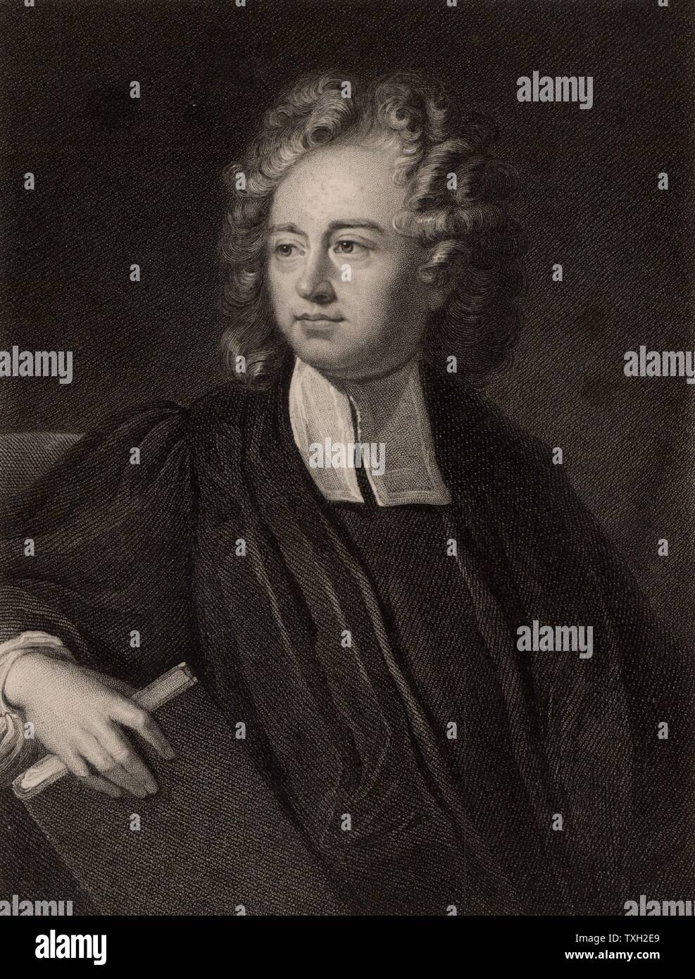 Richard Bentley (1662-142) English disciple classique et philologue. Master of Trinity College, Cambridge. Lampooned par Jonathan Swift dans "Le combat des livres' (1704). À partir de 'La galerie de portraits", Vol III, par Charles Knight (Londres, 1834). Banque D'Images
