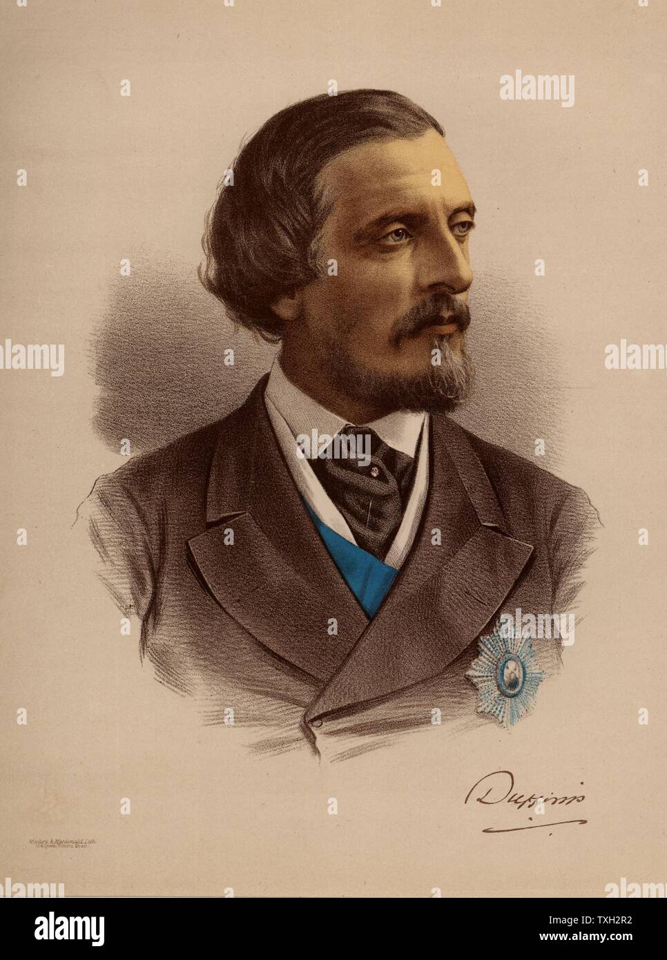 Frederick Temple Hamilton-Temple Blackwood (1826-1902), lst marquis de Dufferin et d'Ava. Diplomate britannique et administrateur. Gouverneur général du Canada (1872-1878) et gouverneur général de l'Inde (1884-1888). À partir de 'Le Musée du portrait moderne' (Londres, c1880). Lithographie teintée. Banque D'Images