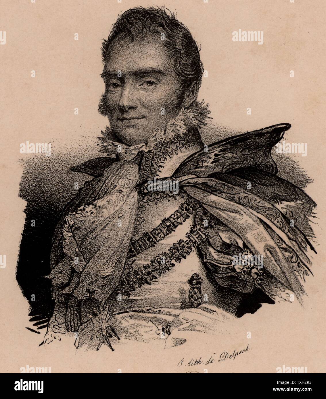Charles Ferdinand, Duc de Berry (1778-1820), aristocrate français, deuxième fils de Charles X de France ; assassiné par fanatique bonapartiste. Lithographie c1830 Banque D'Images