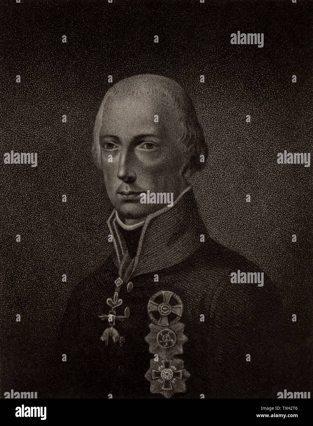 François II (1768-1835), du Saint Empire Romain et je de l'Autriche à partir de 1792. Fils de Marie Louise d'Espagne. Gravure de crépi) 'histoire des guerres occasionnés par la Révolution française...' par CH Gifford (Londres, 1817). Banque D'Images