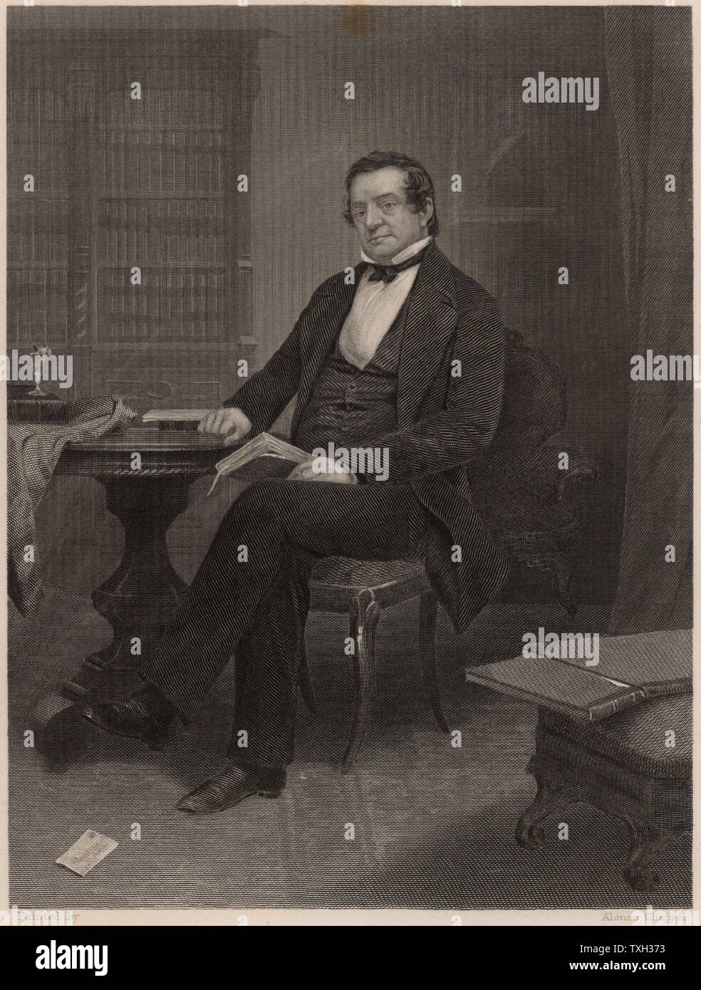 Washington Irving (1783-1859), diplomate et auteur américain, né à Manhattan. Il est surtout connu pour ses histoires courtes telles que 'La Légende de Sleepy Hollow' et 'Rip van Winkle'. La gravure. Banque D'Images