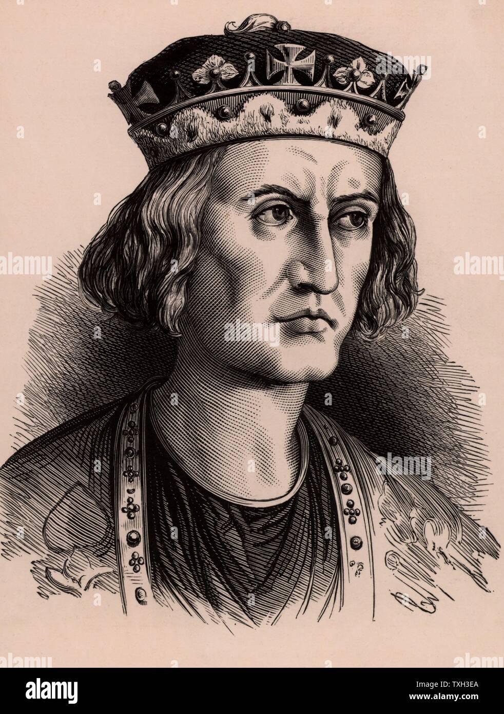 William II appelé Rufus (le rouge) (1056-1100), deuxième fils de Guillaume I , roi d'Angleterre à partir de 1087. Cruels et rapaces, c'était un monarque impopulaire. Il a été tué par une flèche à Brokenhurst dans la New Forest. La gravure sur bois c1900. Banque D'Images