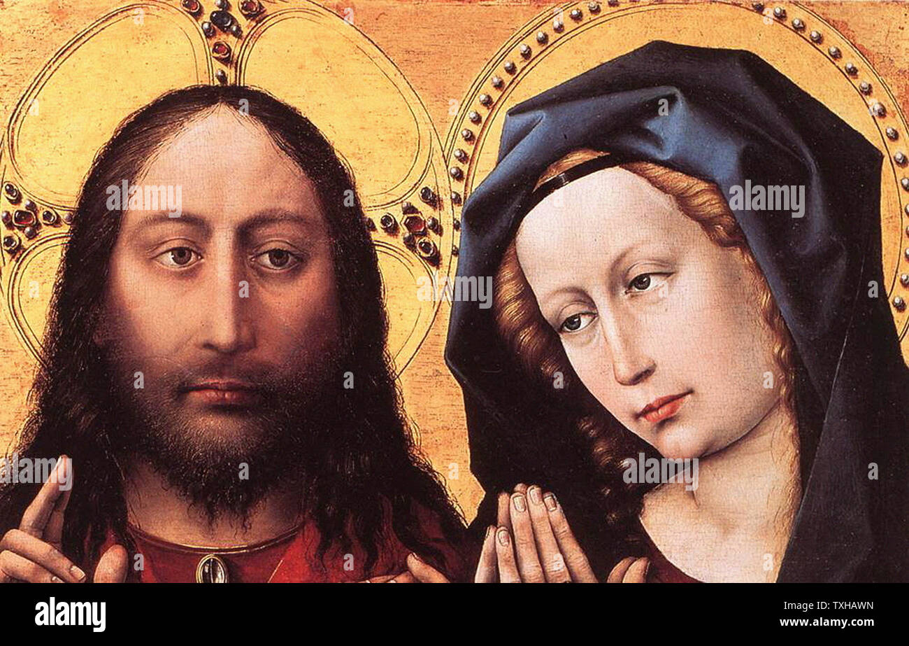 Robert campin - Bénédiction Christ priant vierge C 1424 Banque D'Images