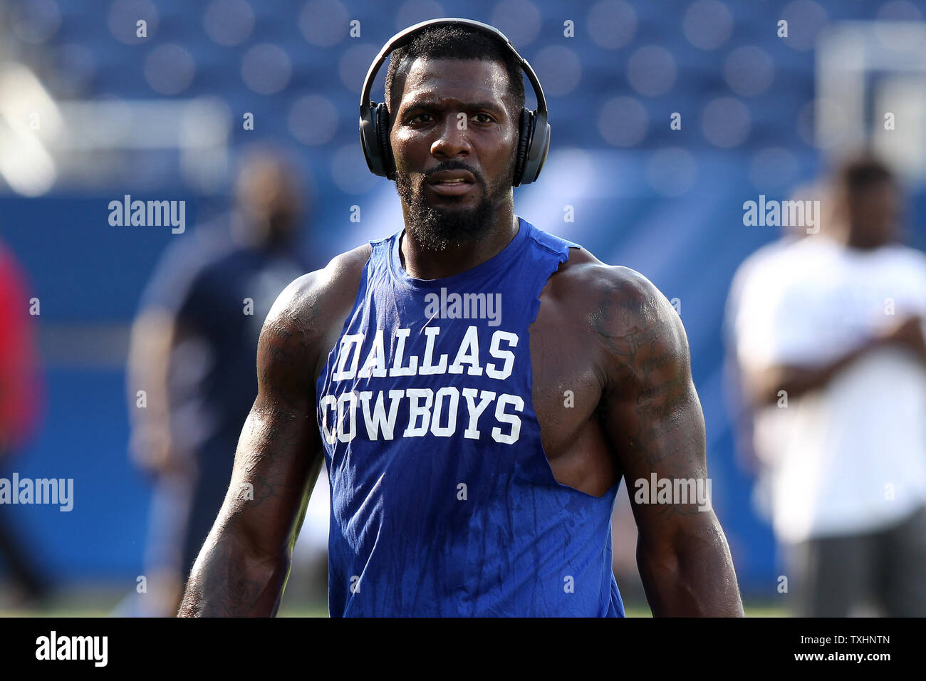 Dallas Cowboy Bryant avant les cowboys match contre les Arizona Cardinals dans le Pro Football Hall of Fame Match à Tom Benson Hall of Fame Stadium à Canton OH le 3 août 2017. Photo par Aaron Josefczyk/UPI Banque D'Images