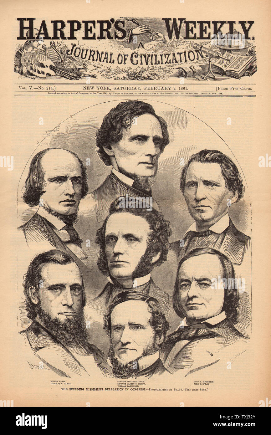 1861 Harper's Weekly Seced Missippi délégation au congrès Banque D'Images