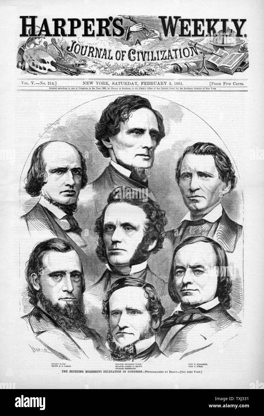 1861 Harper's Weekly Seced Missippi délégation au congrès Banque D'Images