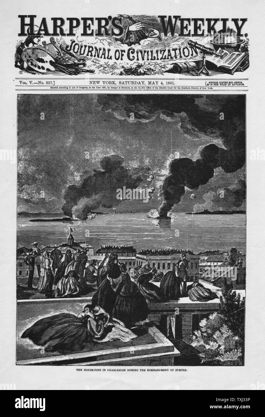 1861 Harper's Weekly front page American Civil se sont battus Sumter Banque D'Images