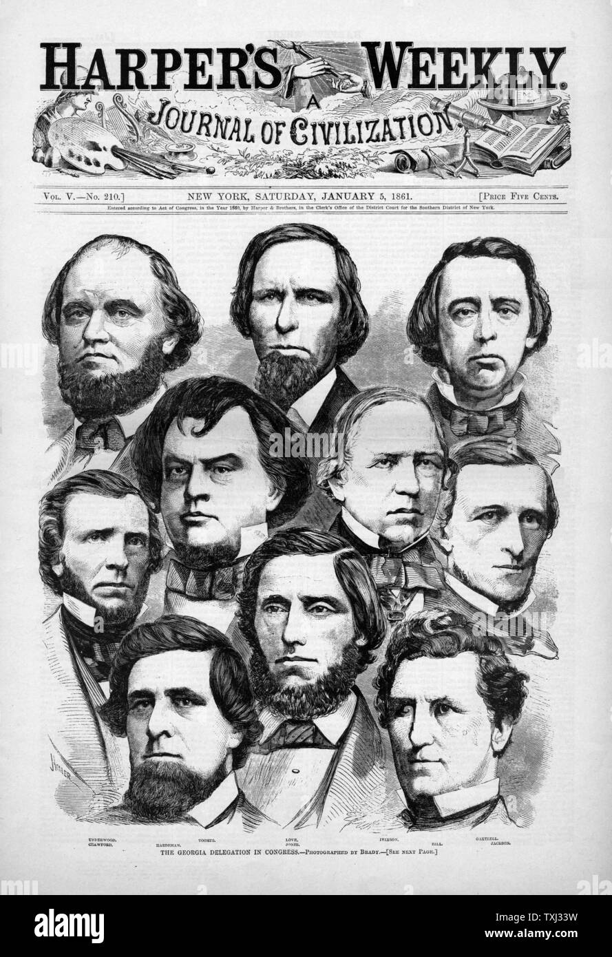 1861 Harper's Weekly Seced Géorgie délégation au congrès Banque D'Images