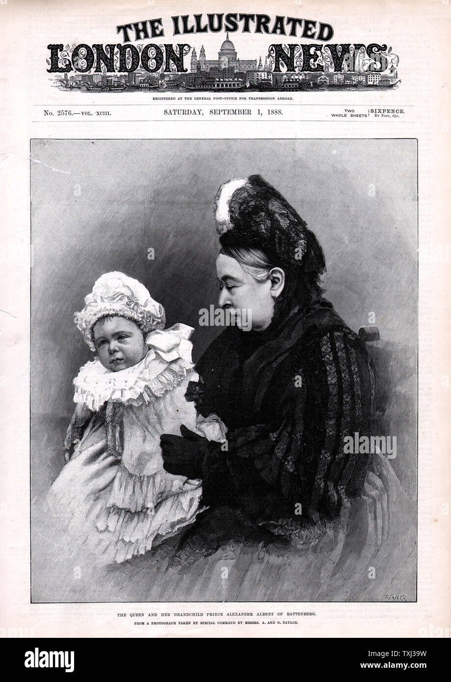 1888 Illustrated London News front page Petit-fils de la reine Victoria et Prince Albert Alexander Banque D'Images