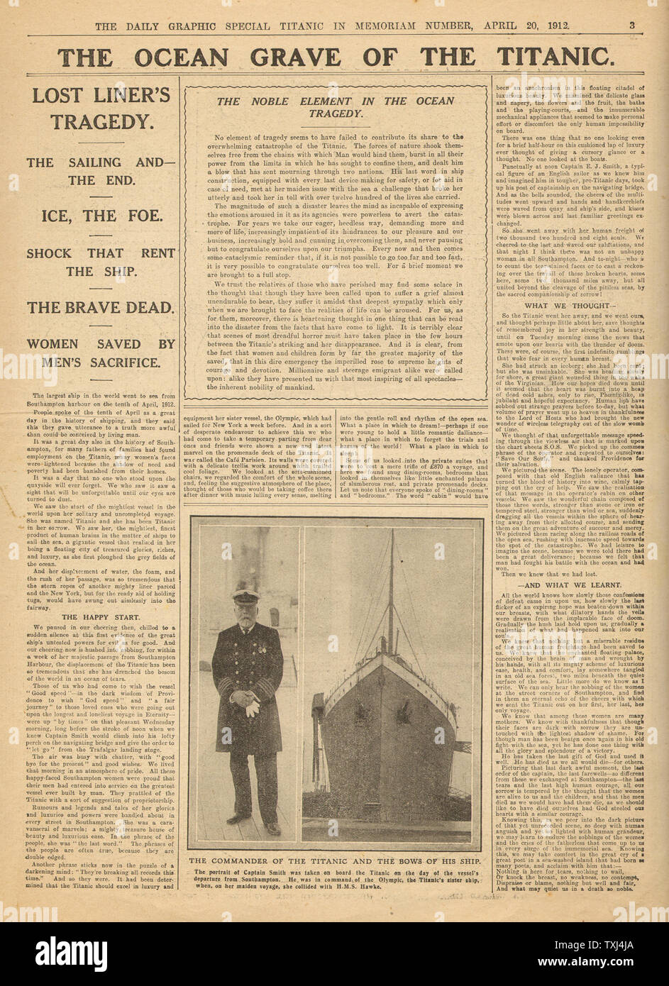 1912 Daily Graphic Titanic Memorial nombre avant la catastrophe du Titanic page Banque D'Images