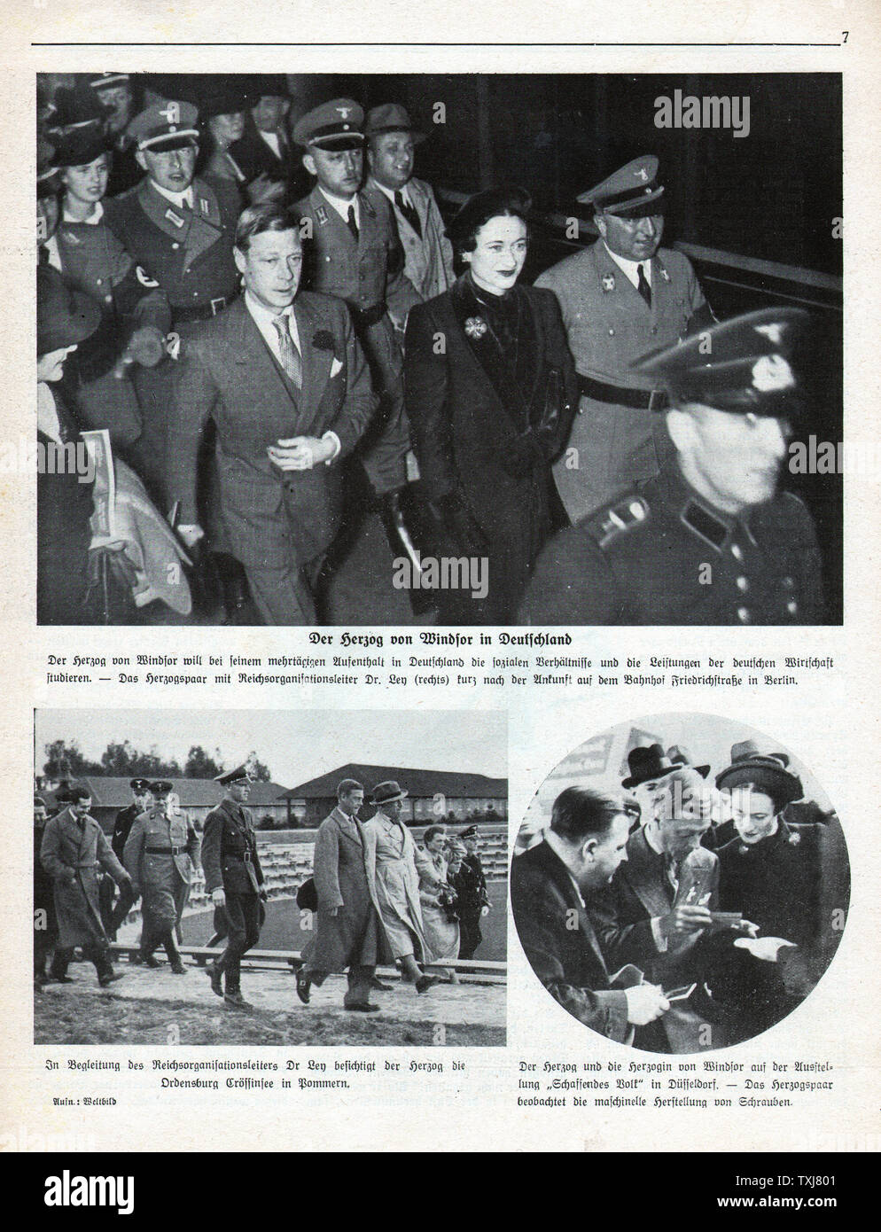 1937 magazine allemand Duc et Duchesse de Windsor visitez l'Allemagne Banque D'Images
