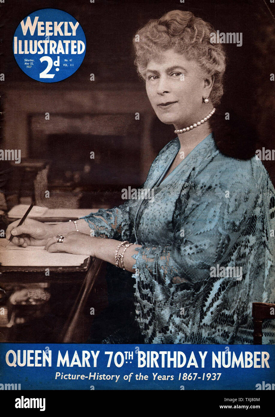 1937 illustré hebdomadaire front page Queen Mary Banque D'Images