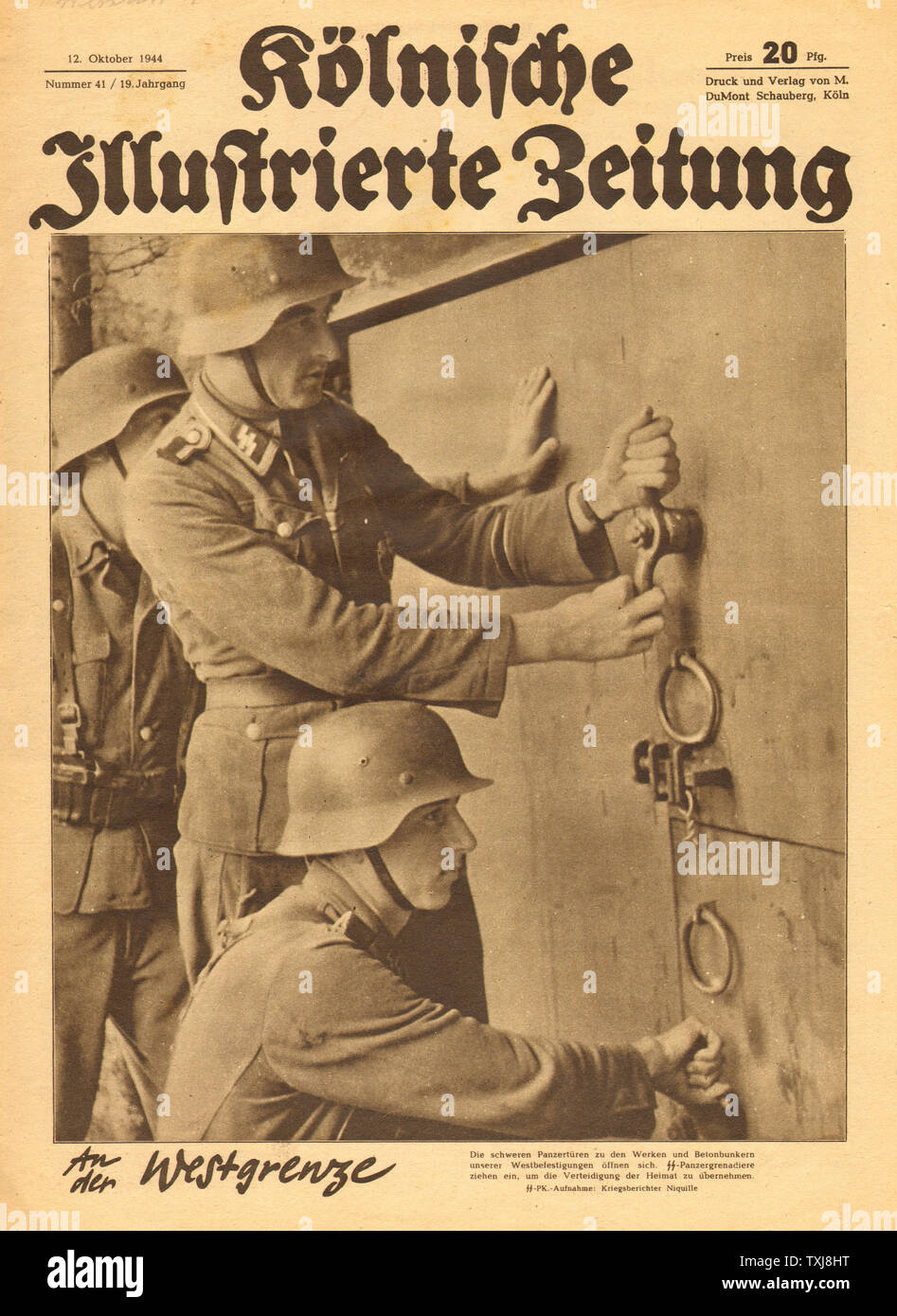 1944 Kolnische Illustrierte Zeitung Waffen-SS-soldats Banque D'Images
