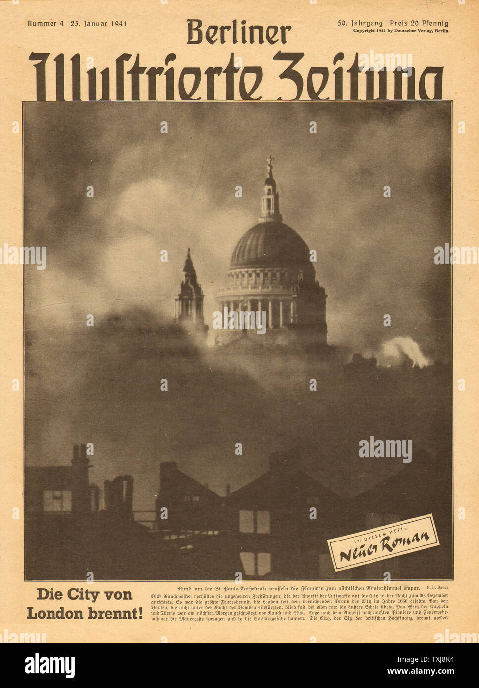 1941 Berliner Illustrierte Zeitung blitz sur Londres St Paul's Banque D'Images