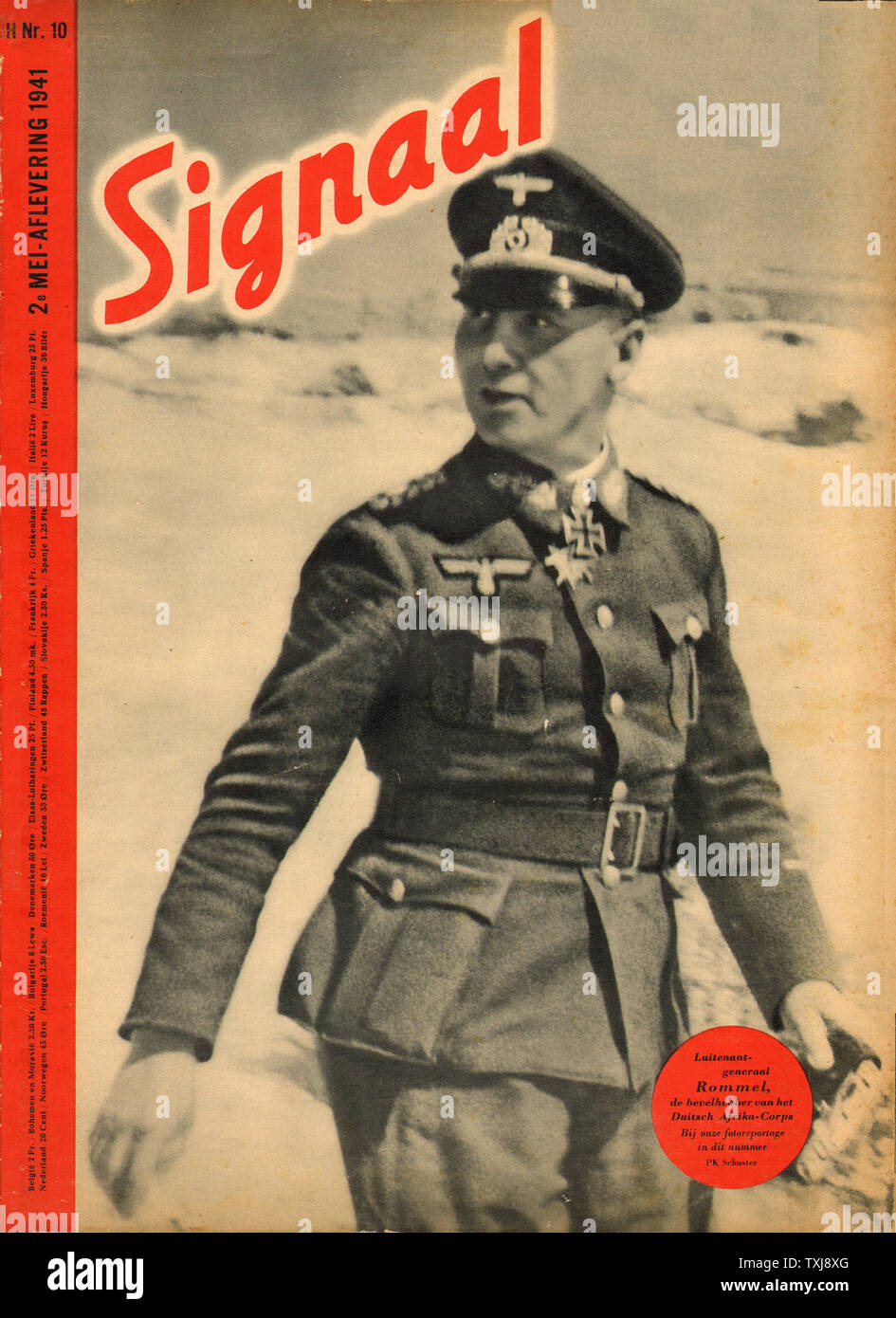 Signal 1941 (magazine militaire allemand) édition néerlandaise, le maréchal Erwin Rommel Banque D'Images