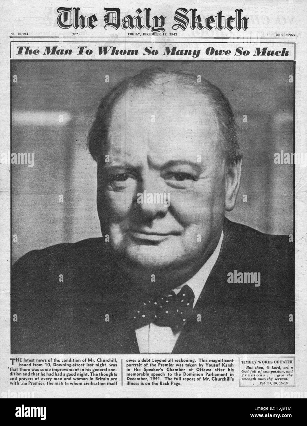 1943 Daily Sketch Winston Churchill Banque D'Images