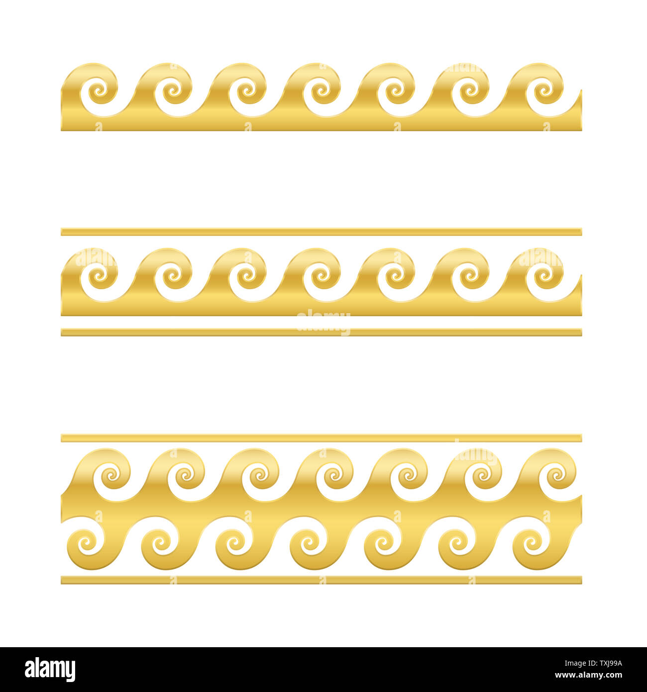 Motif de vagues d'or, le grec méandre design. L'exécution de chien blanc, bordure décorative. Vitruve Vitruve aussi vague ou faire défiler. Banque D'Images