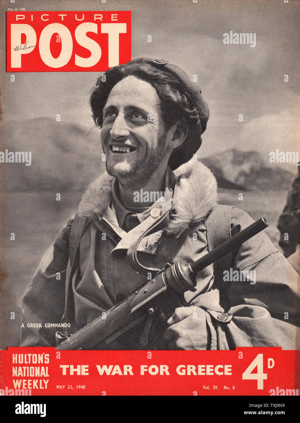 1948 Photo Post magazine front page commando grec Banque D'Images