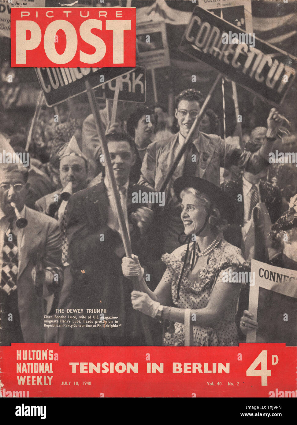 1948 Photo Post magazine front page montrant l'élection présidentielle américaine et Clare Luce, épouse de Henry Luce magnat magazine Banque D'Images
