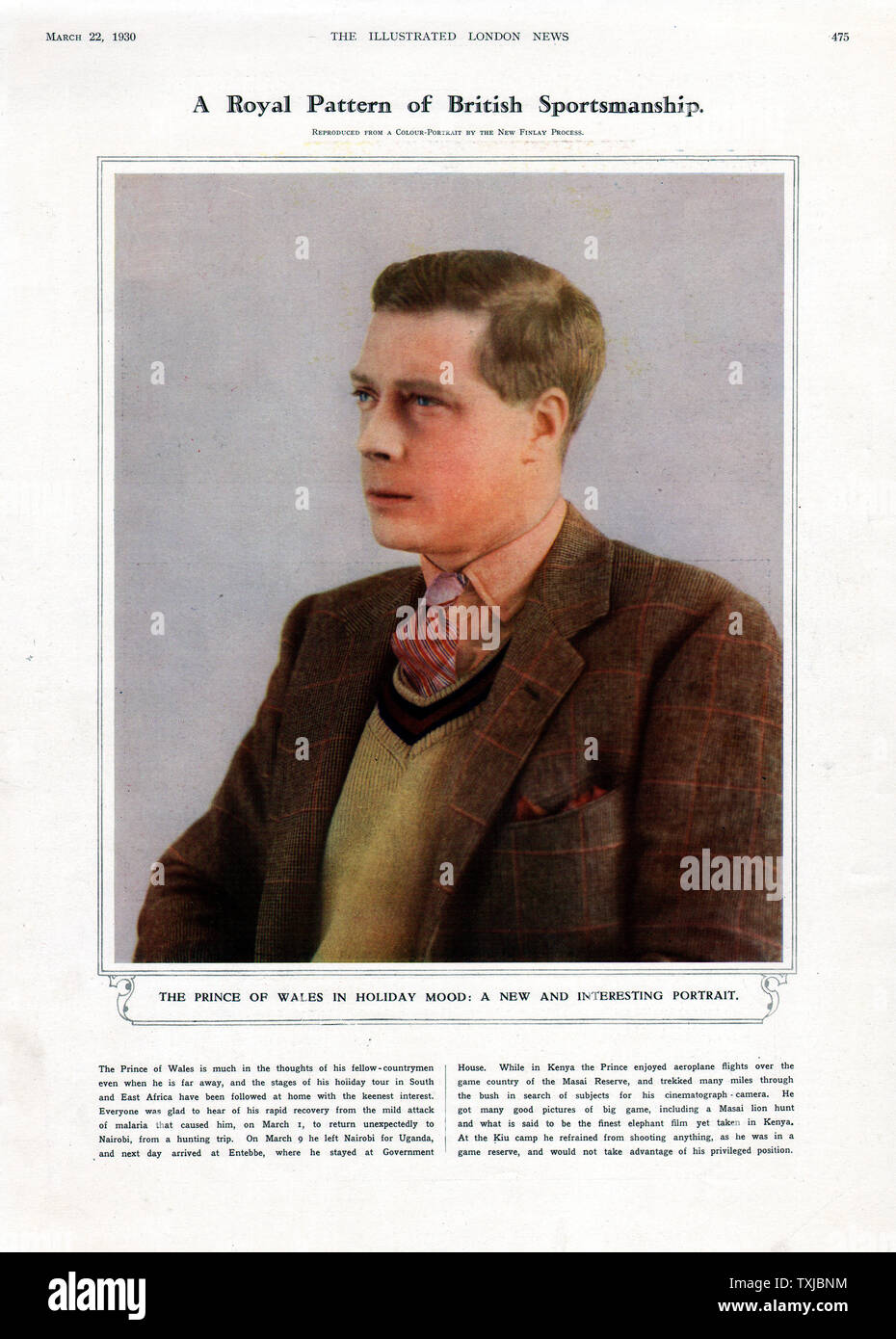 1930 Illustrated London News Prince de Galles (futur roi Édouard VIII) Banque D'Images