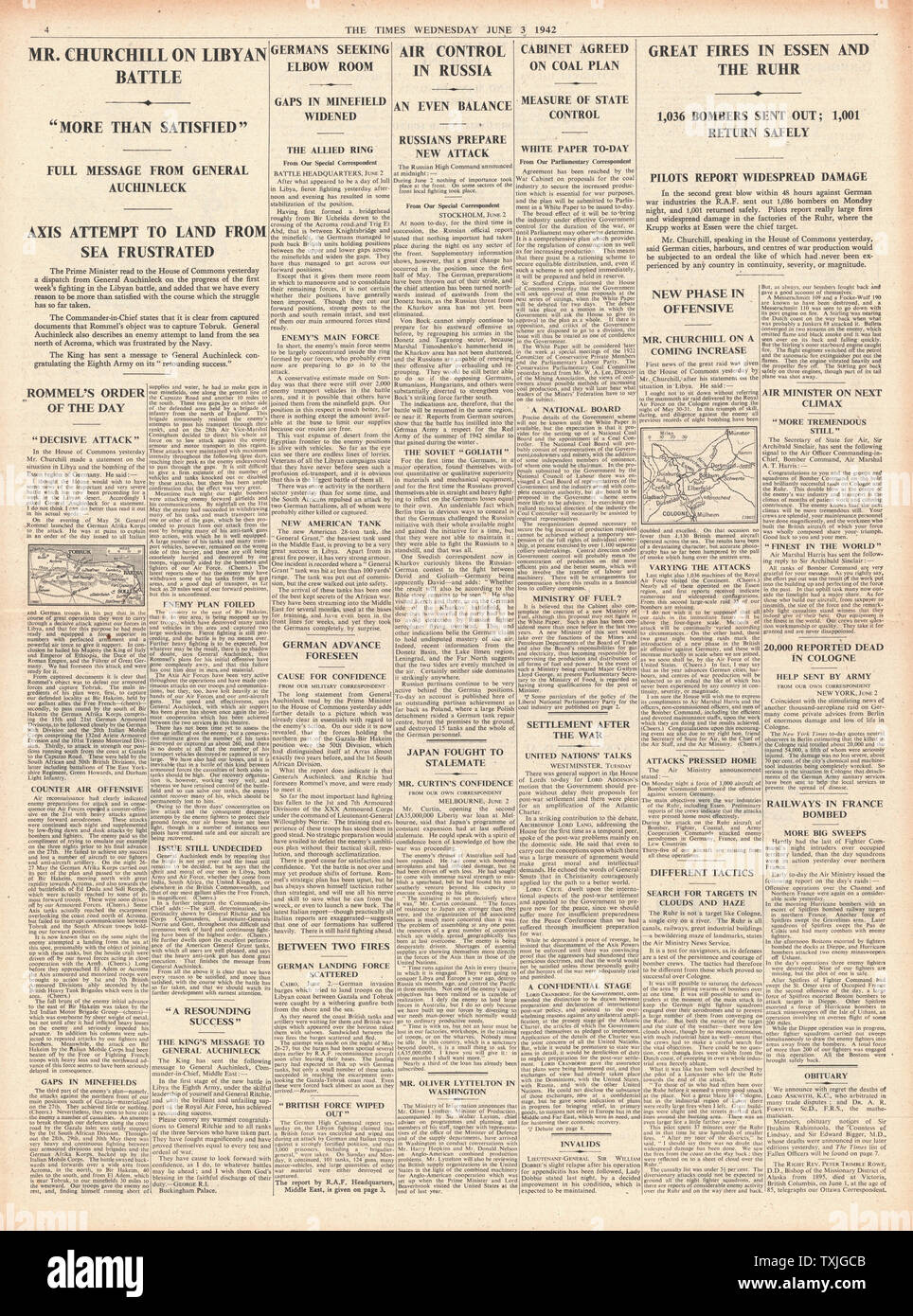 1942 page 4 la fois RAF des raids de bombardement sur l'Allemagne Banque D'Images