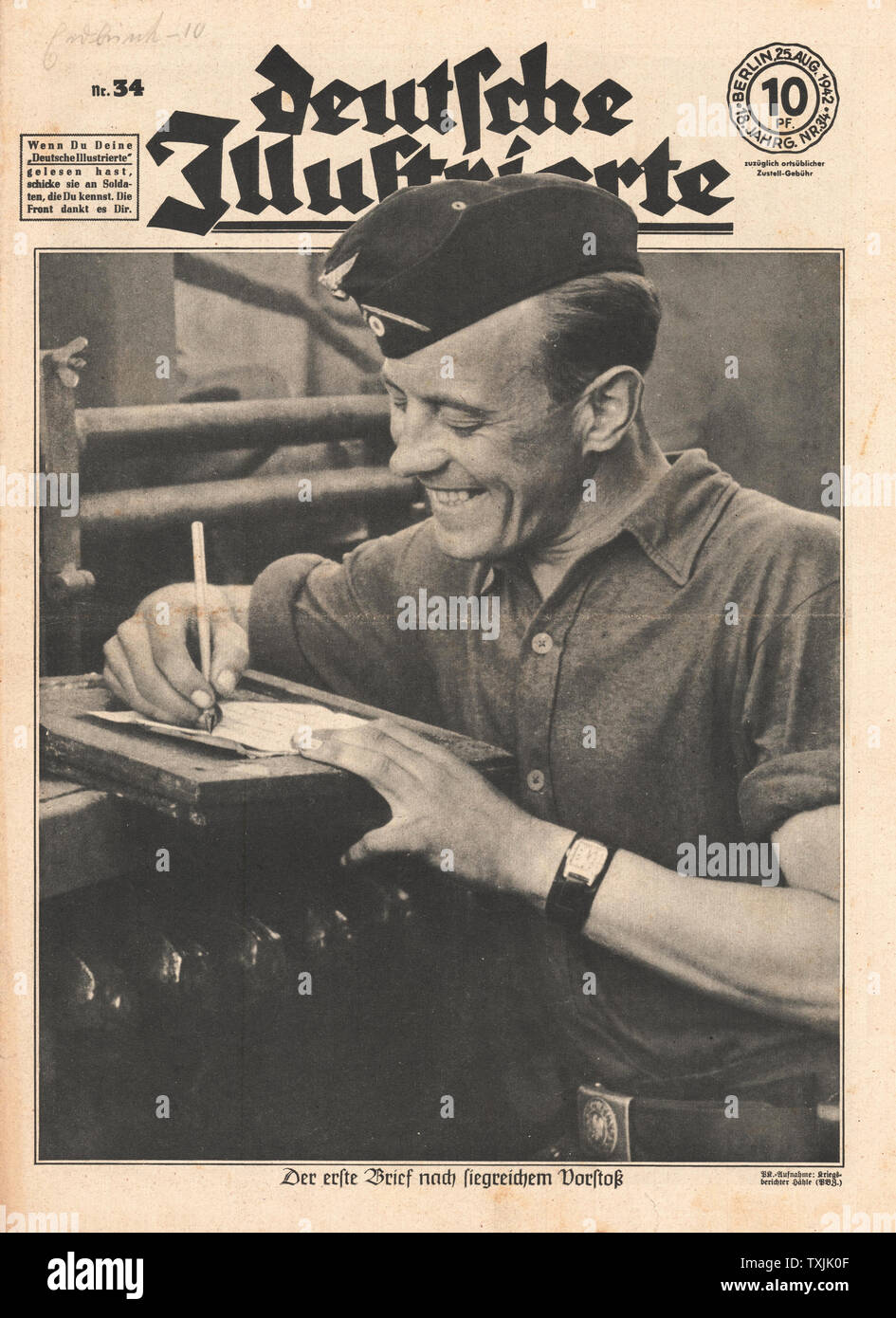 1942 front page Deutsche Illustrierte soldat allemand écrit accueil Banque D'Images