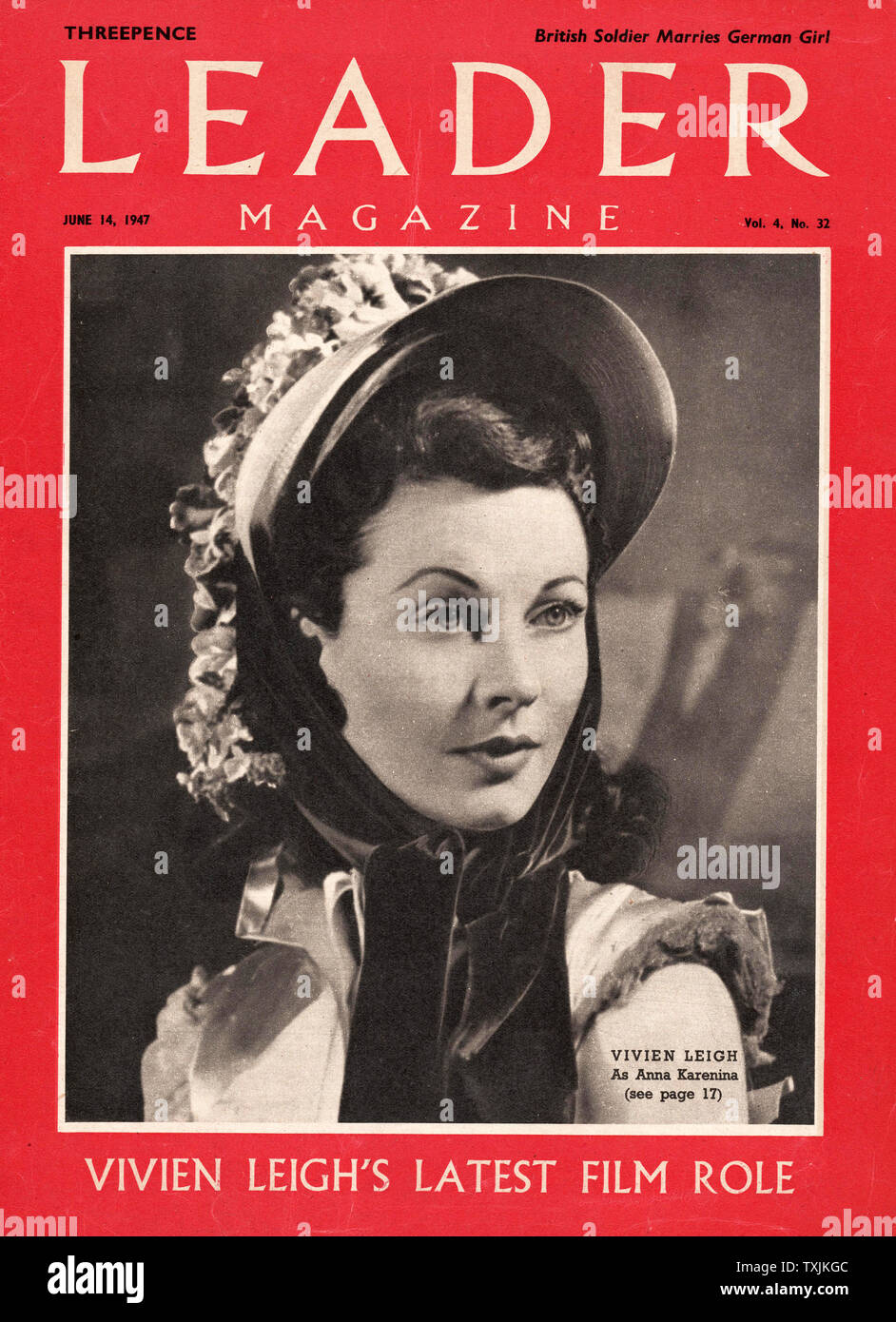 1947 Leader Magazine l'actrice Vivien Leigh Banque D'Images