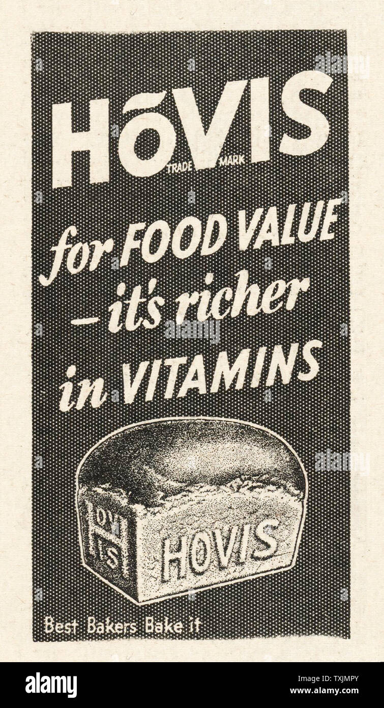 1940 Le magazine britannique annonce Hovis Banque D'Images