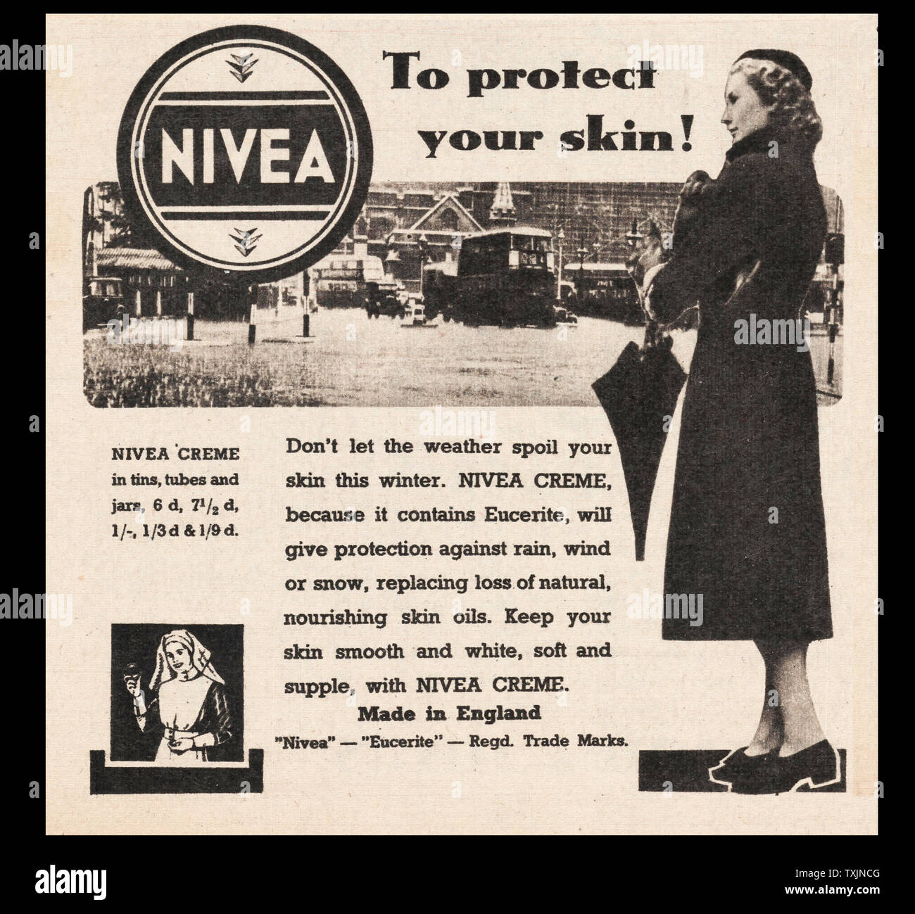 1940 Magazine britannique de peau Nivea Crème et annonce d'huile Photo  Stock - Alamy
